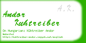 andor kuhtreiber business card